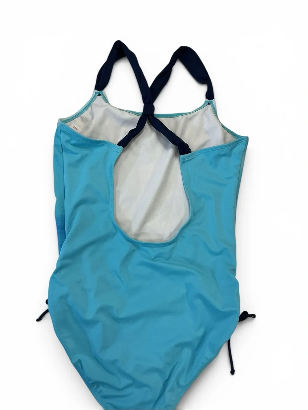 Justice Store Girls Turquoise Dog Graphic One-Piece Swimsuit with Navy Straps